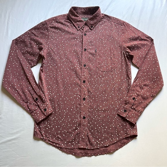 NWT WOLF & MAN brown dot print long sleeve button up shirt